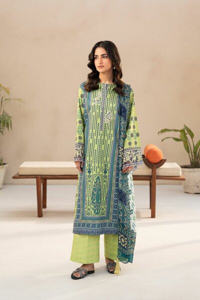 Stitched embroidered lawn 3pc