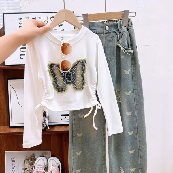 Ensemble jeans gros bas fille