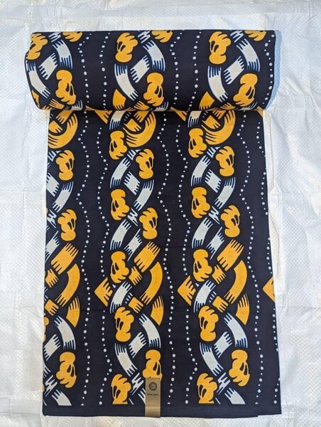 Tissu jaune gris noir 