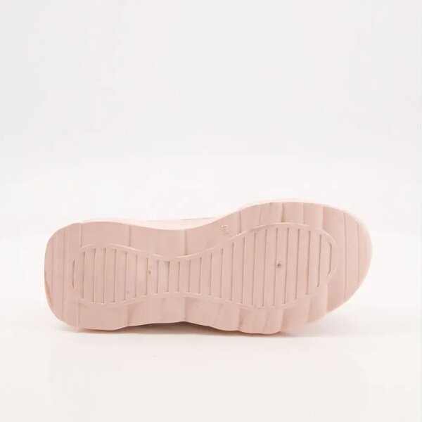 Women Pink Sneakers - Thick Sole with Zip Style