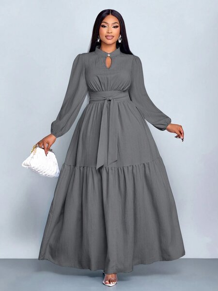 Robe longue élégante grise