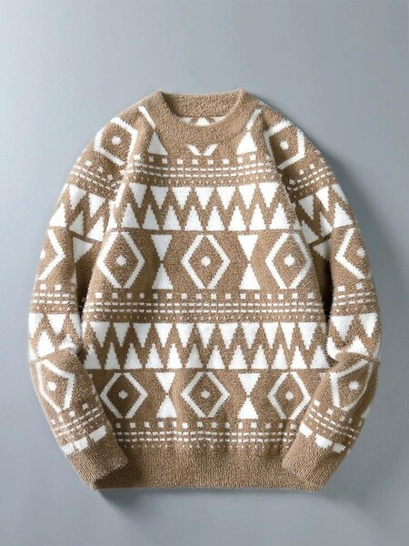 Pull en laine motif géométrique