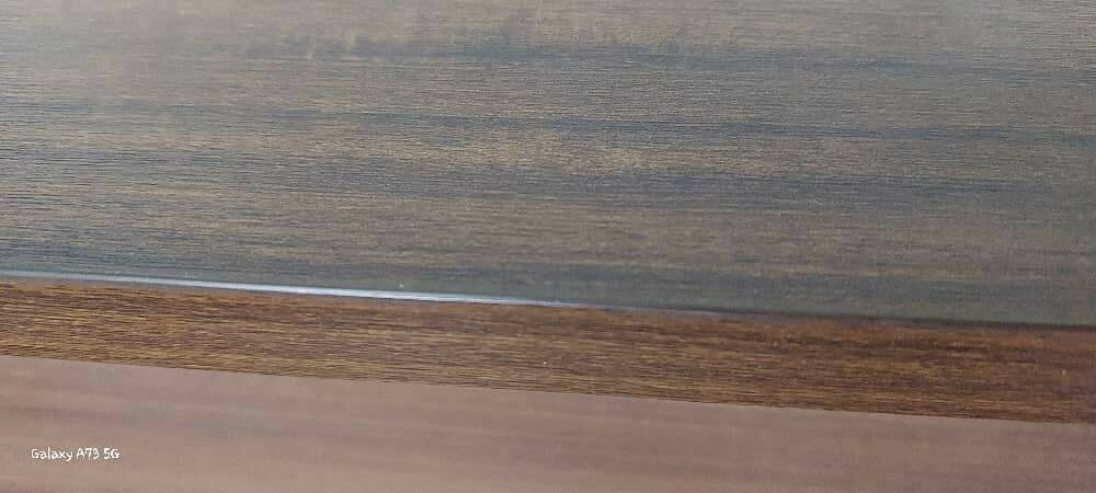 Medium sized varnished executive office table. Wooden brown