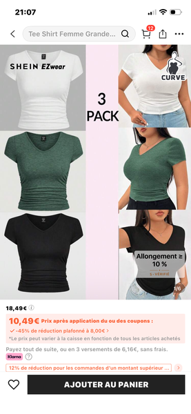 Lot de 3 T-shirts Femme Confort