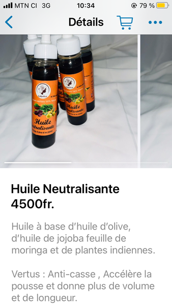 Huile capillaire neutralisante