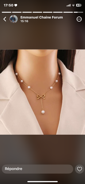 Collier perles avec noeud élégant