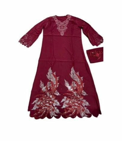 Robe longue brodée femme