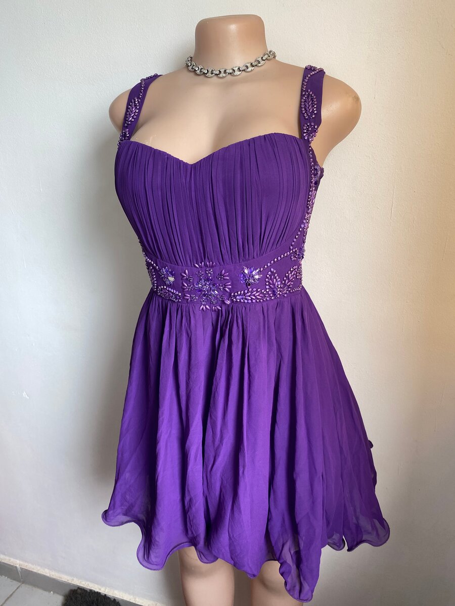 Purple Beaded Cocktail Dress