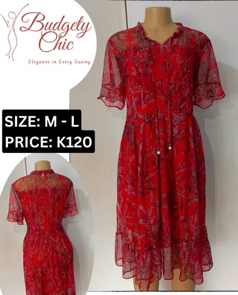 Chic women's dress color red size: m -l 