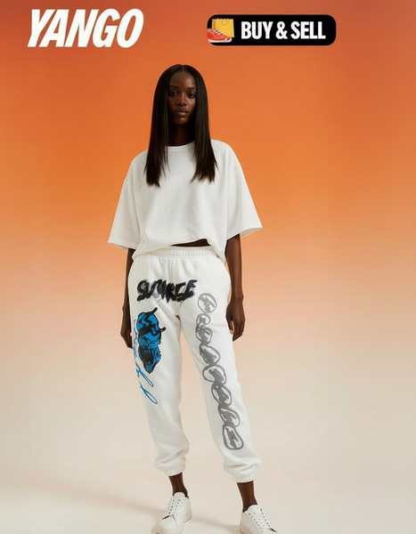 Pantalon streetwear blanc graffitis