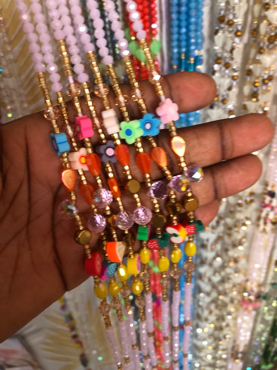 Pink crystals waist beads