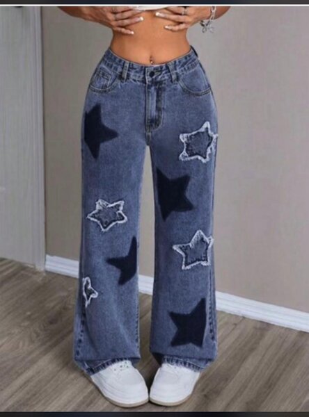Jean évasé à motifs étoiles