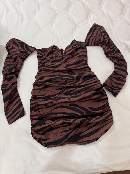 Animal print off shoulder dress