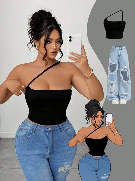 Top Asymétrique Noir Chic