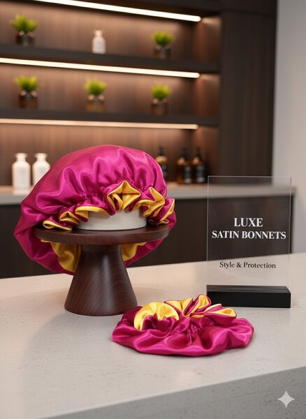 2 bonnets en Satin réversible