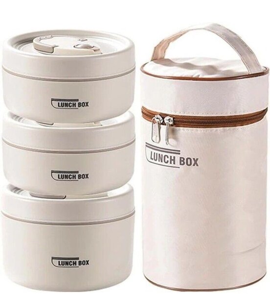 3Pcs Insulated Food Bowls in a Bag Lunch Box- Brown