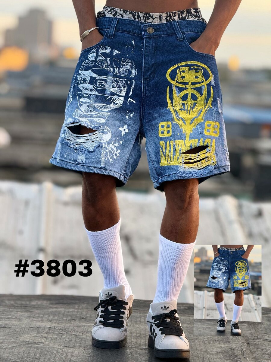 Bermudas en Jean Graphiques Homme