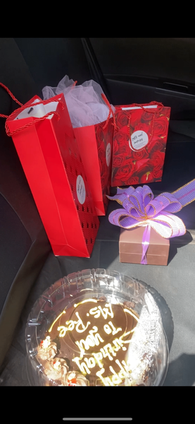 Cake + Birthday package + champagne + jewelry