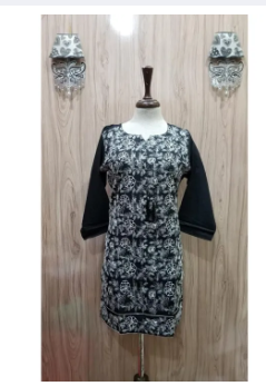 Summer linen Black kurta Embroided Girls&women