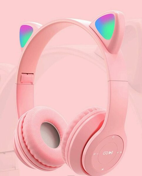 Casque audio oreilles chat rose