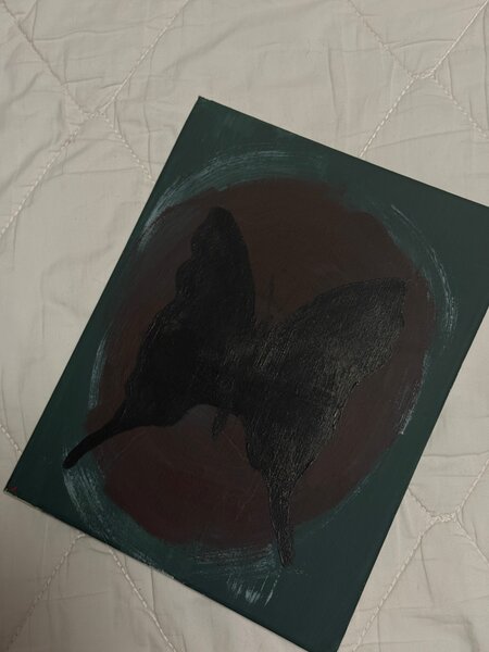 Tableau papillon noir abstrait