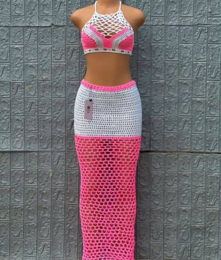 Ensemble crochet coloré femme