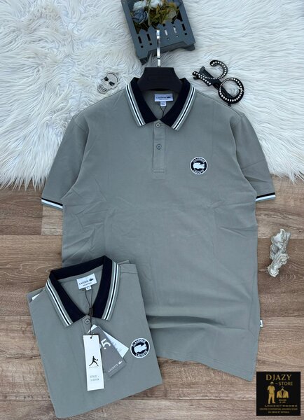 Polo en coton gris homme