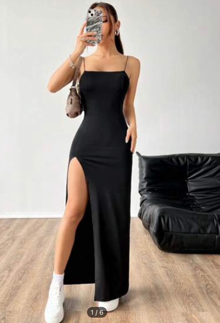 High Slit Spaghetti Strap Dress