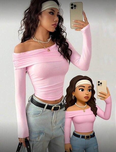 Haut épaule dénudée rose