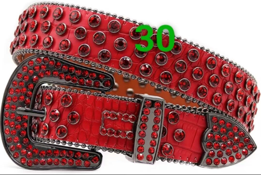 Ceinture rouge strassée