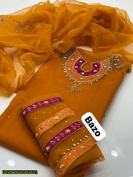 *Product Name*: 2 Pcs Women's Unstitched Organza Embroidered