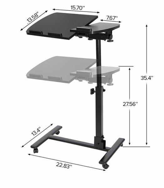 WOOD PANELS & STEEL FRAME LAPTOP TABLE WITH 4 LOCKABLE CASTE