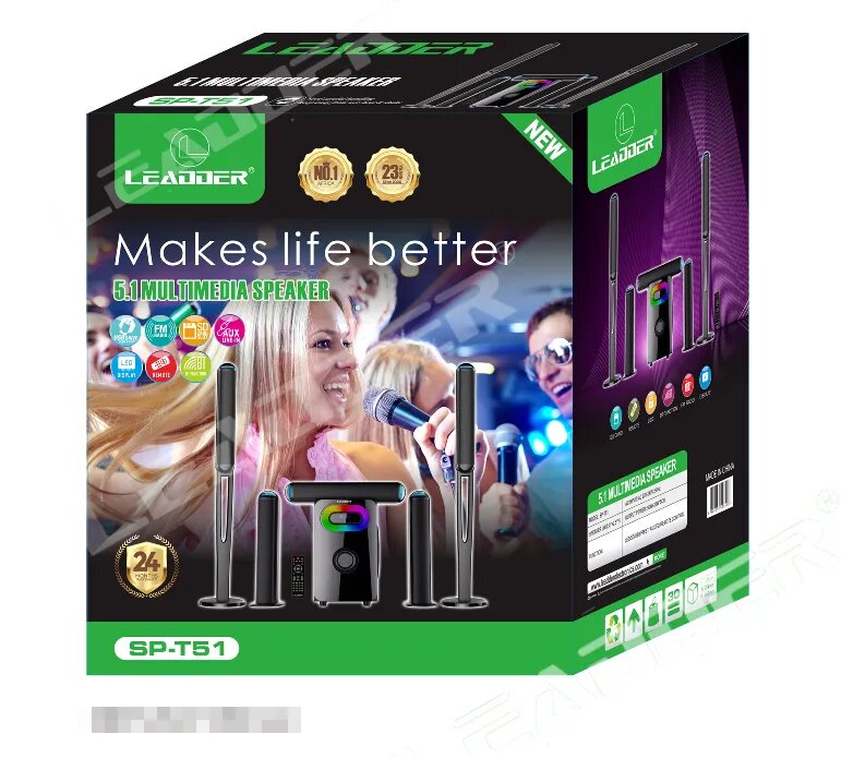 Ensemble de Haut-Parleurs 5.1 Leader