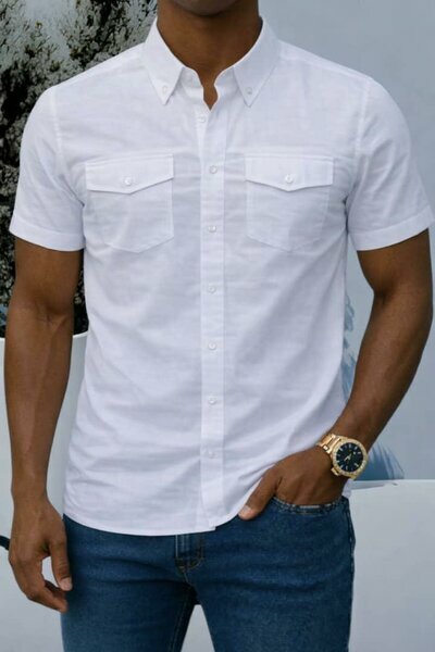 Chemise blanche poches rabat