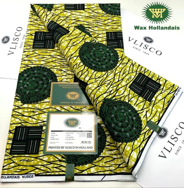 Tissu Wax Hollandais Vert Jaune