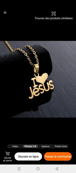 Collier "I Love Jesus" Or