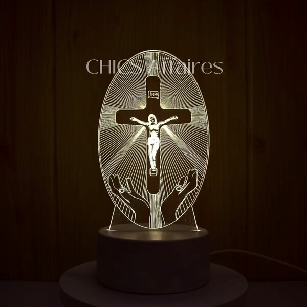 Lampe 3D LED Crucifix Décorative