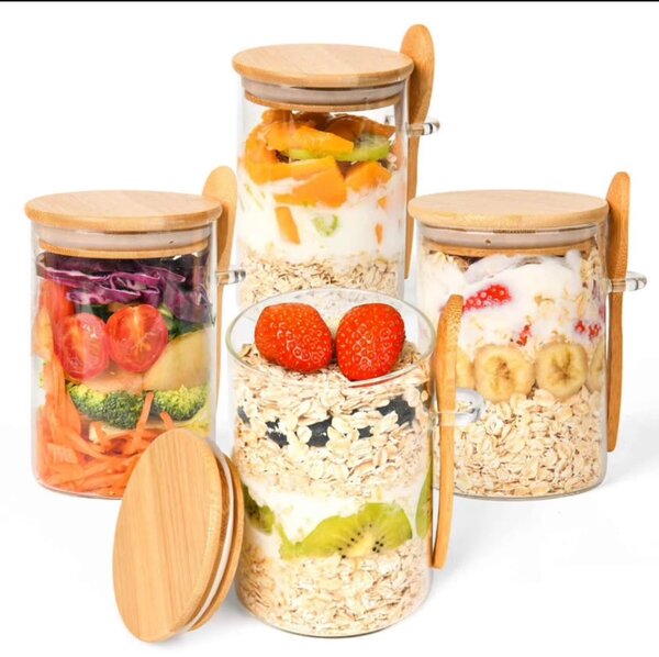 Bocal en verre couverture bamb