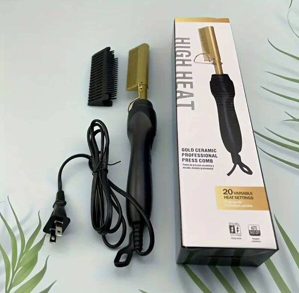 Lisseur Électrique 3 en 1, Peigne Chauffant, pour Cheveux Se