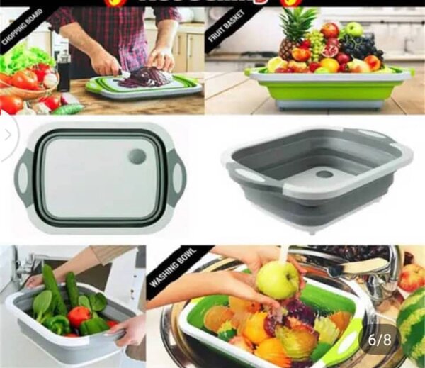 Convertible chopping board and washing bowl