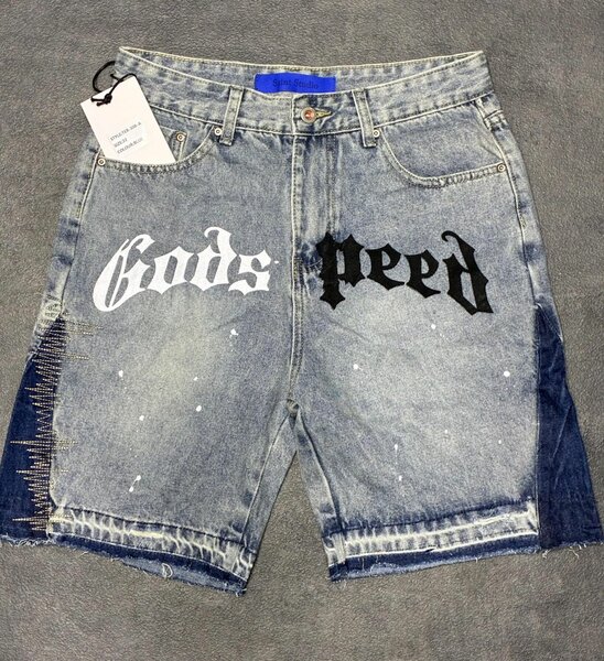 Shorts en jean imprimés hommes