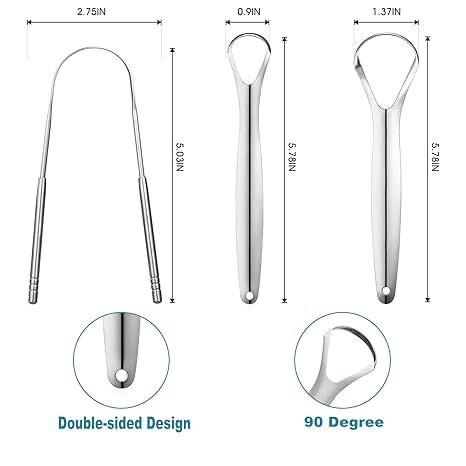 3 in 1 metal tongue scrapers