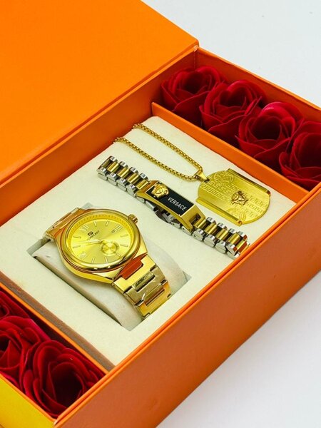 Coffret montre et bijoux doré