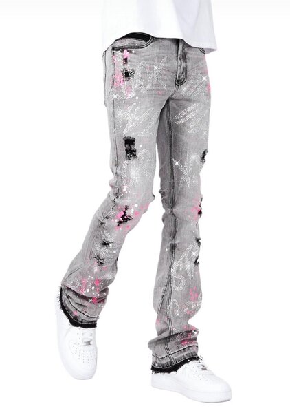 Jean gris peint homme