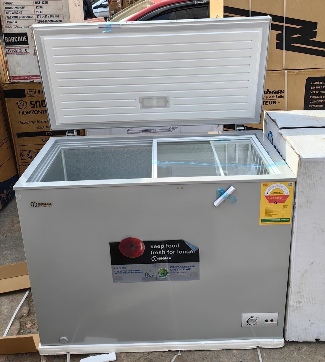 Sigma chest freezer 250 Liters capacity FAs cooling