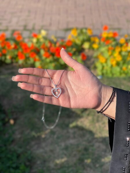 Love Knot Heart Pendant with silver chain
