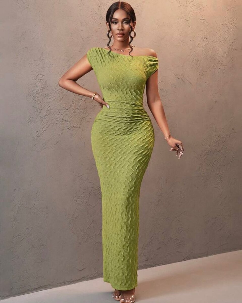 Army Green Textured Dress