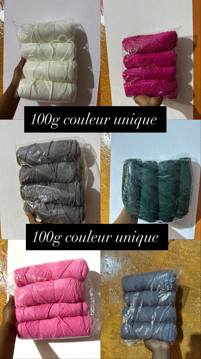 Fil à tricoter 100g couleur