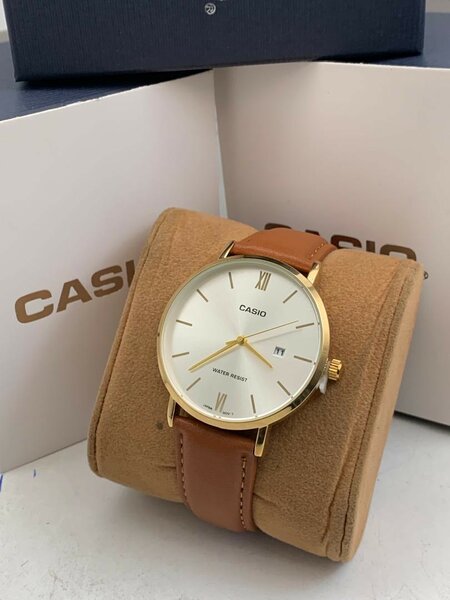 Genuine leather casio watch
