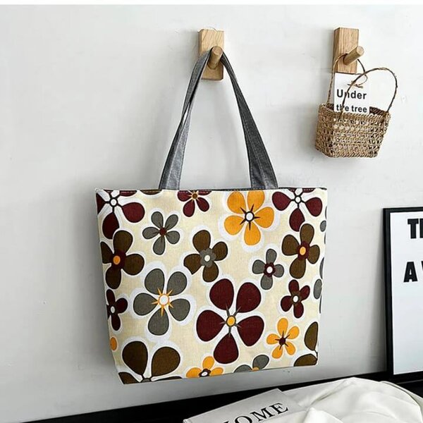 Sac cabas fleurs vintage en toile